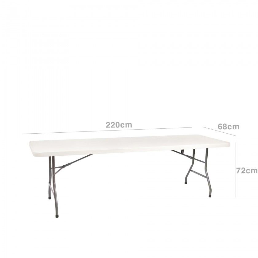 Mesa Dobrável Plástico Julieta Branco 220X68X72cm Mesa Dobrável Plástico Julieta Branco 220X68X72cm