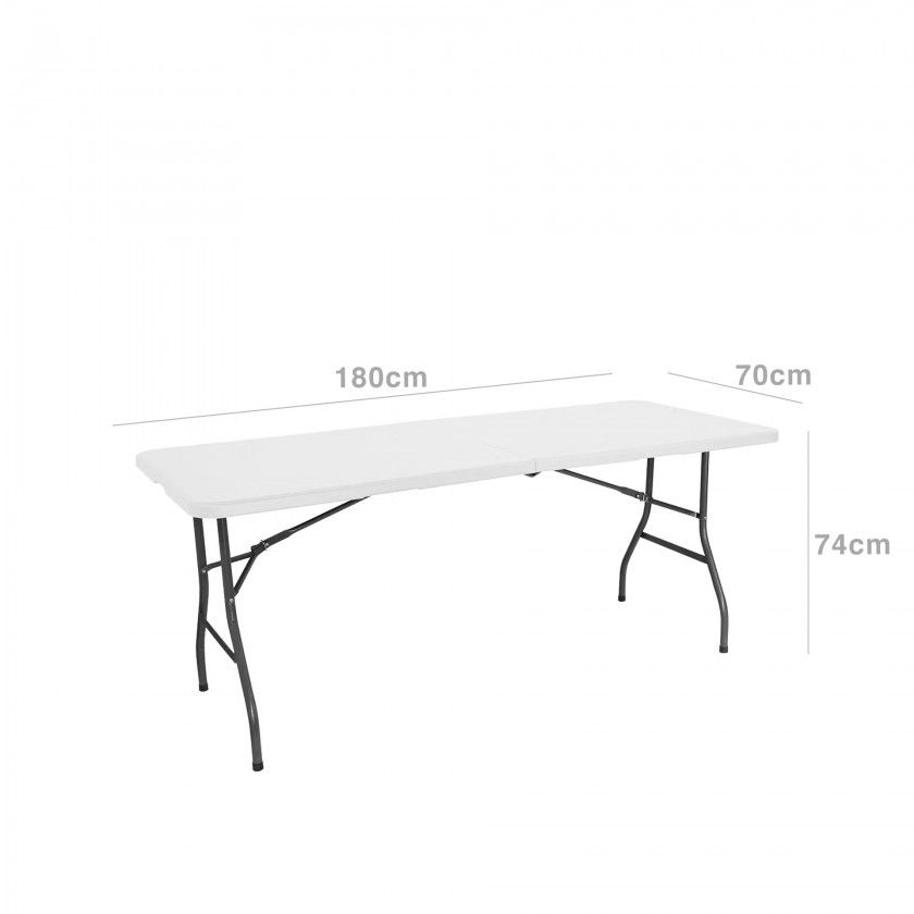 Mesa Dobrável Plástico Julieta Branco 180X70X74cm Mesa Dobrável Plástico Julieta Branco 180X70X74cm