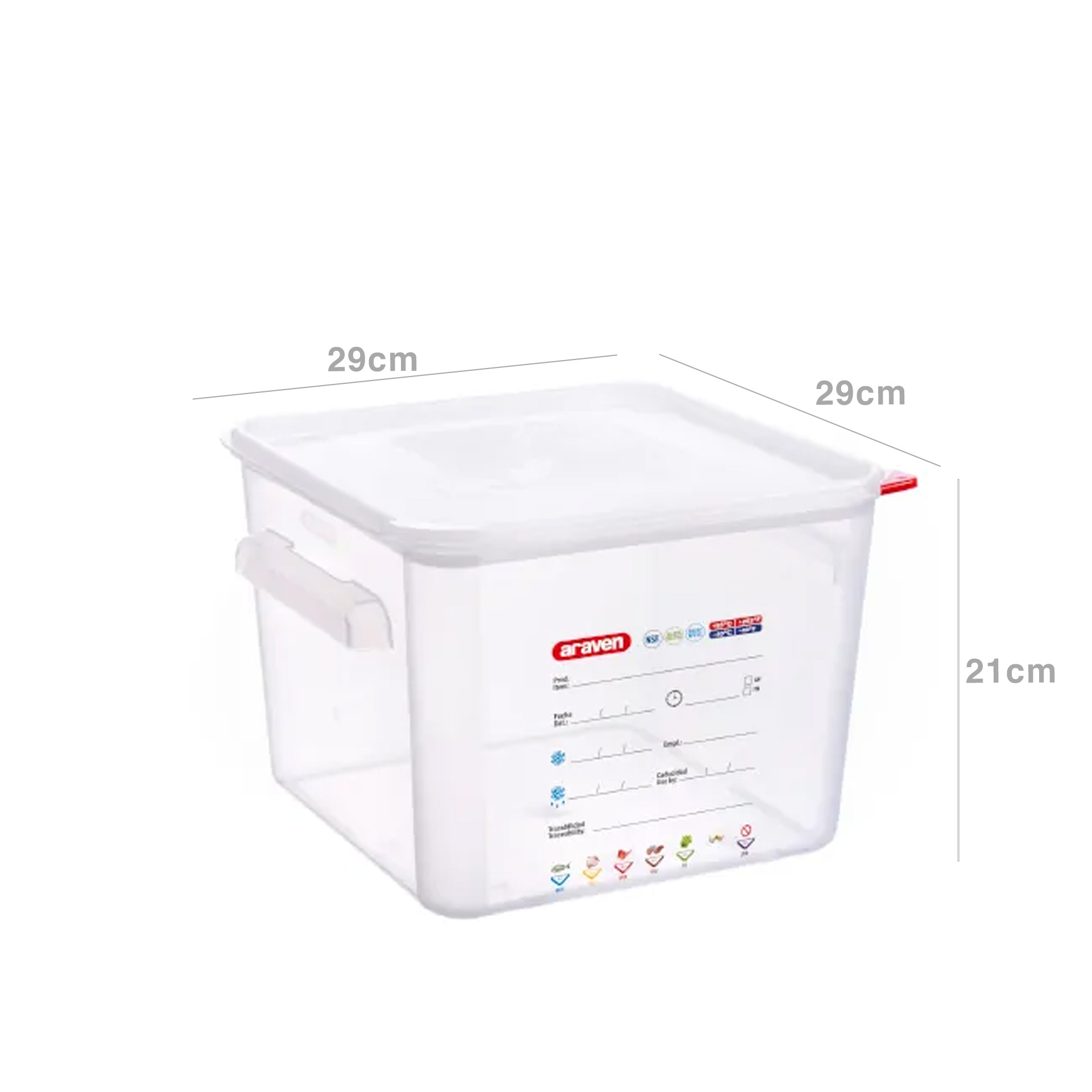 Caixa Hermética Polipropileno Quadrada 12L 29X29X21cm