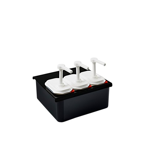 Conjunto 3 Dispensadores Molhos Gn1/9 Base Preta 3X1.5L 38X22.5X19.5cm - Image product
