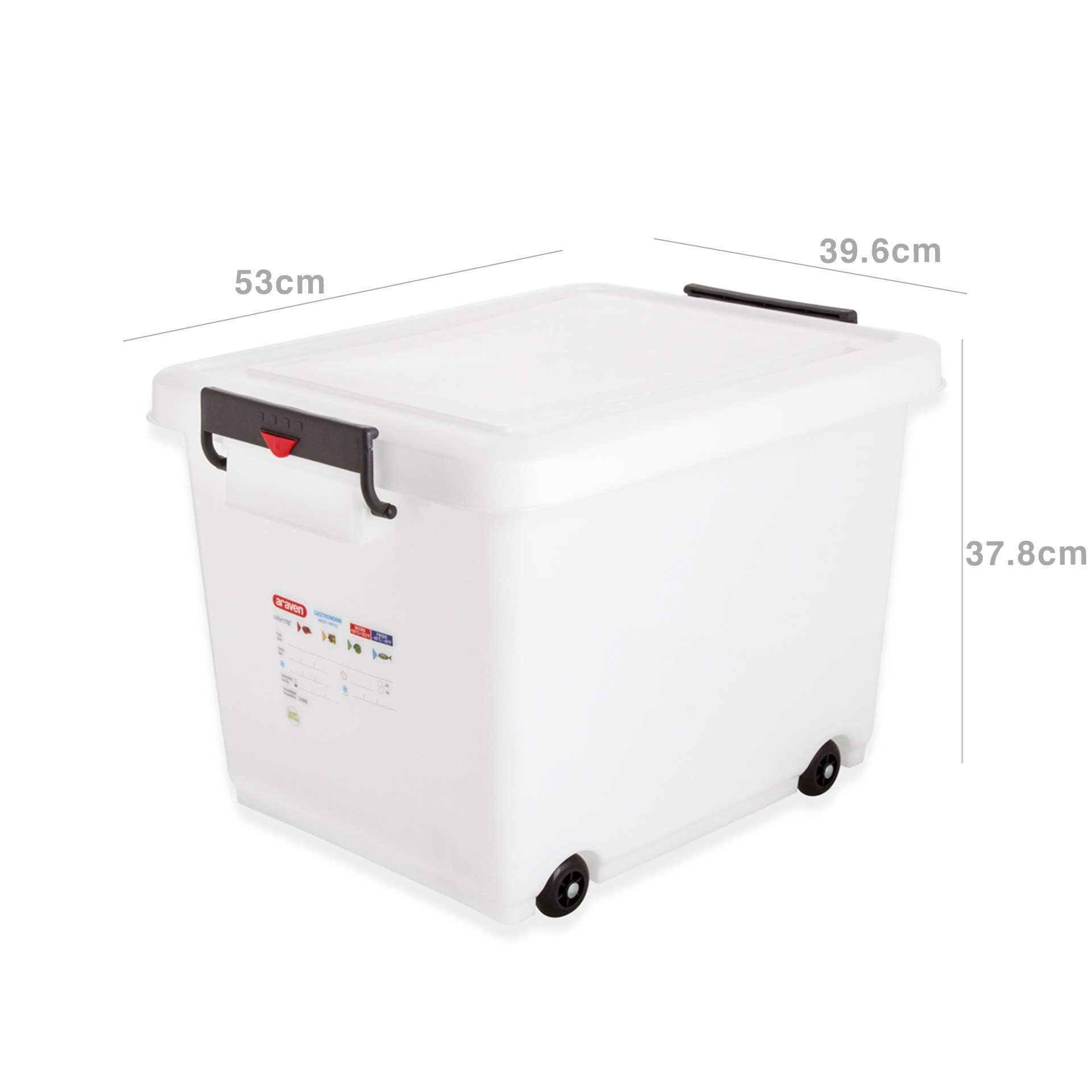 Caixa Hermética Fecho Duplo e Rodas 60L 53X39.6X37.8cm