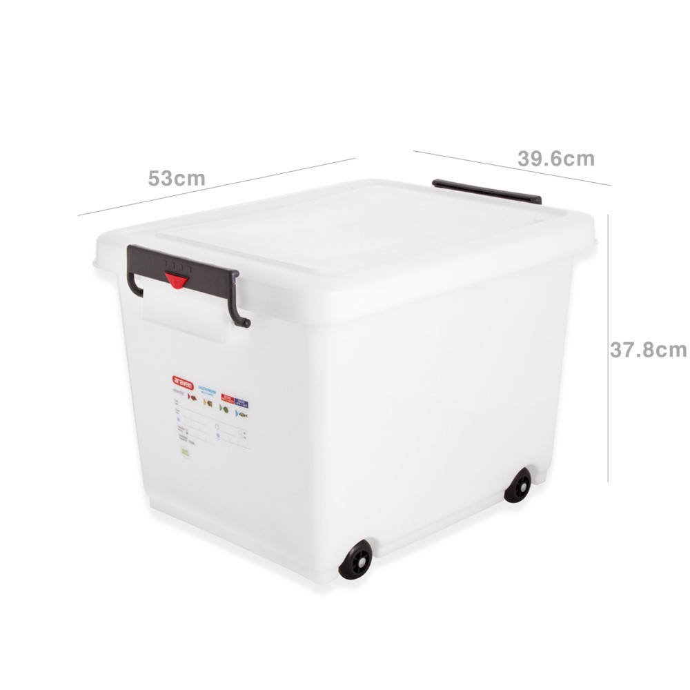 Caixa Hermética Fecho Duplo e Rodas 60L 53X39.6X37.8cm