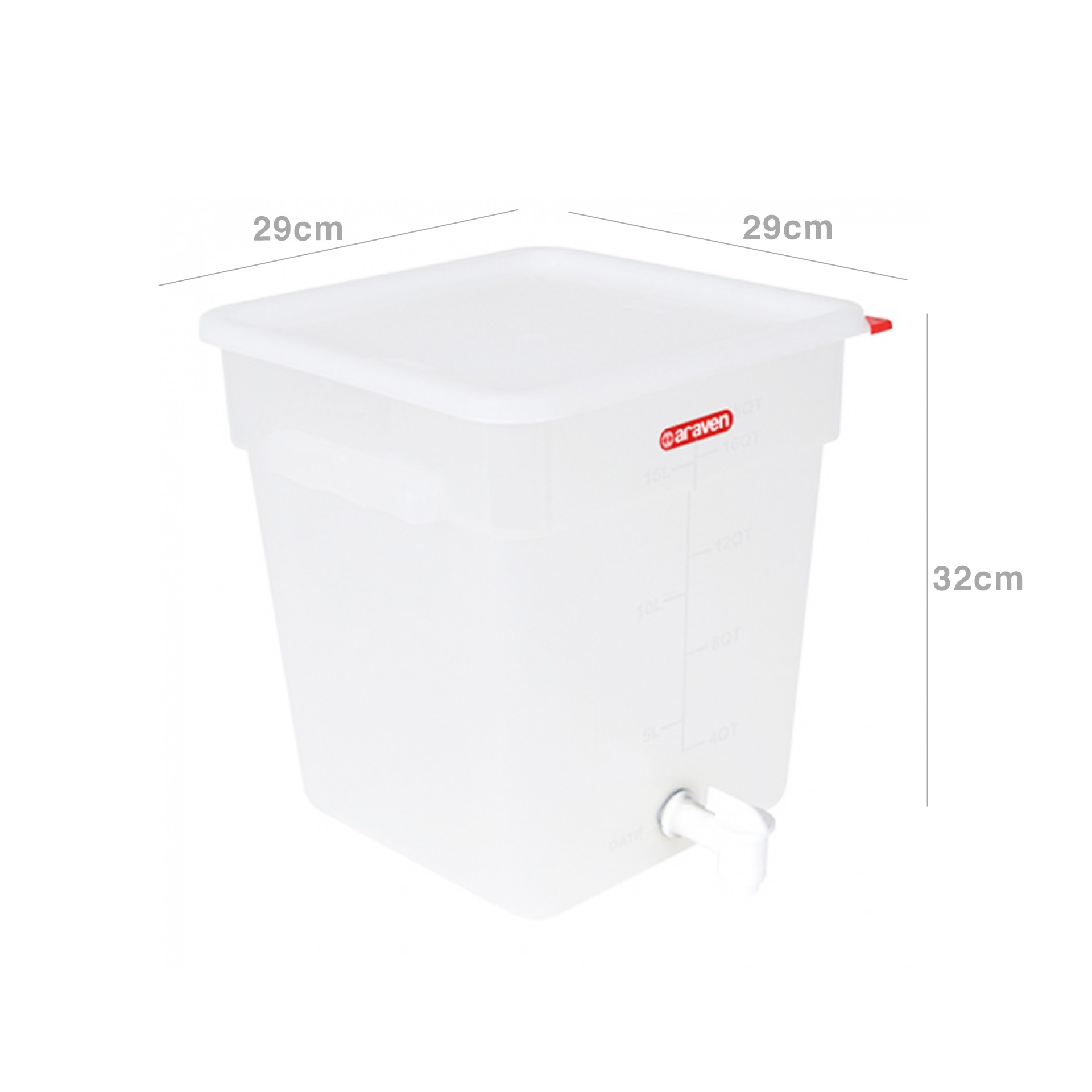 Caixa Hermética com Torneira 18L 29X29X32cm