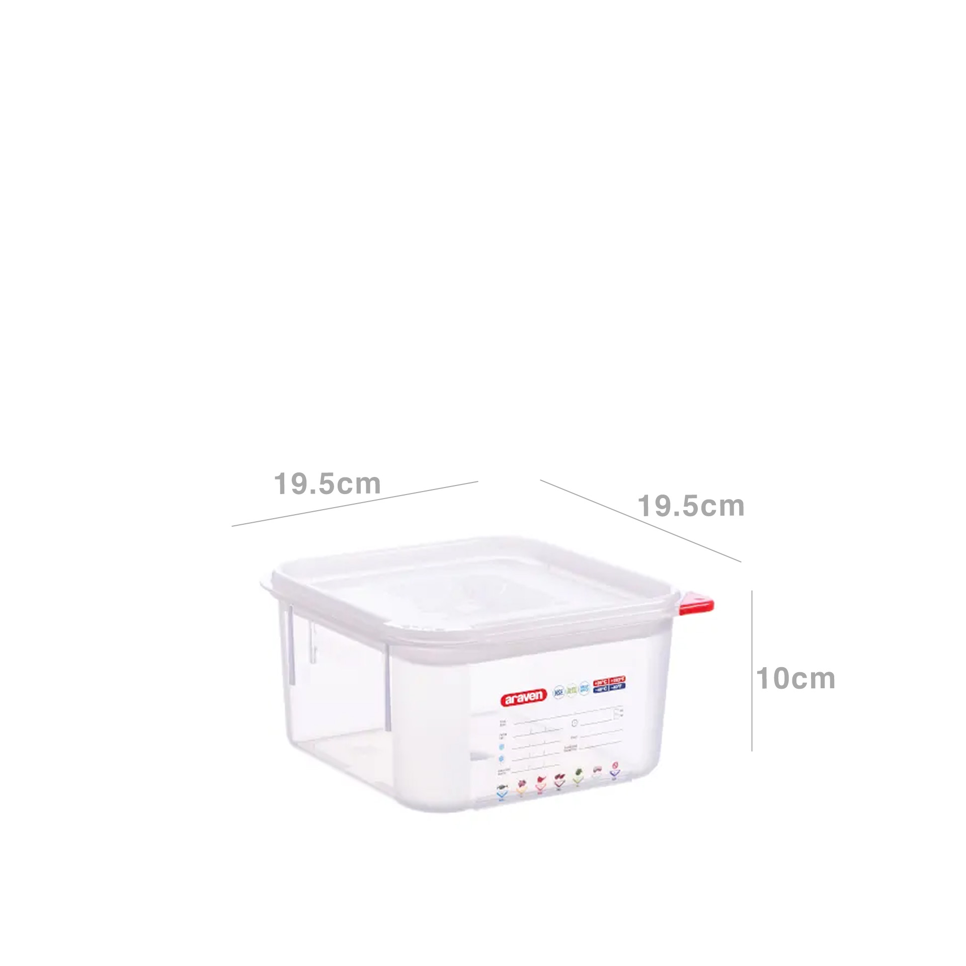 Caixa Hermética Polipropileno Quadrada 2000ml 19.5X19.5X10cm