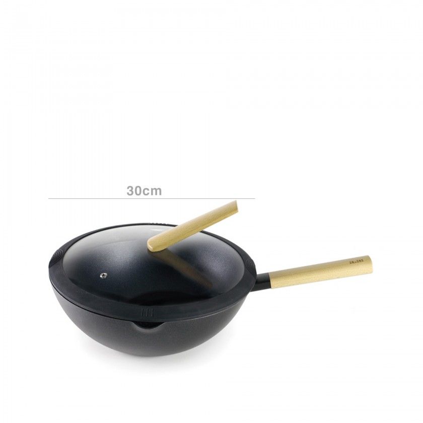 Wok Alumínio com Tampa Vidro 30cm Wok Alumínio com Tampa Vidro 30cm