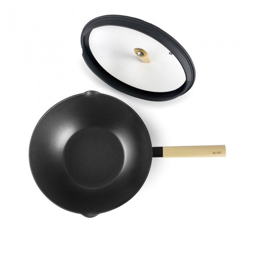 Wok Alumínio com Tampa Vidro 30cm Wok Alumínio com Tampa Vidro 30cm