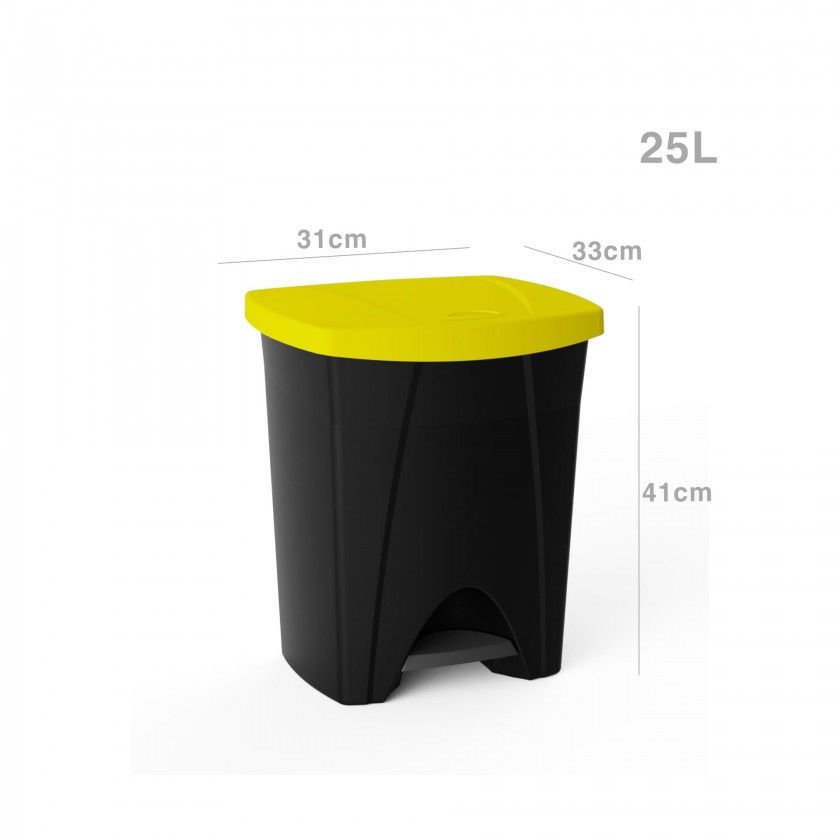 Balde Lixo com Pedal Plástico Retangular Preto / Amarelo 25l 31X33X41cm Balde Lixo com Pedal Plástico Retangular Preto / Amarelo 25l 31X33X41cm