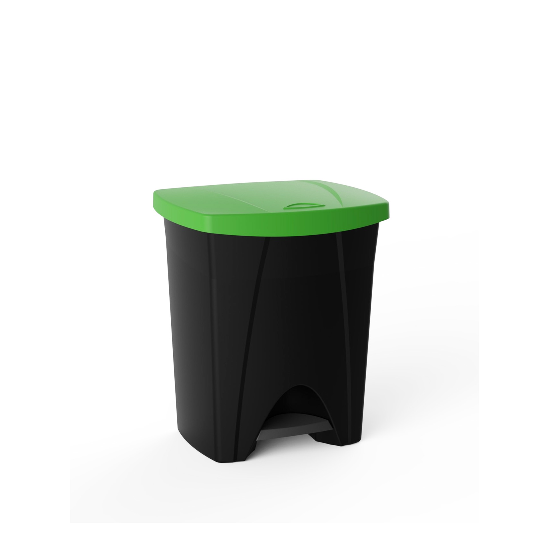 Balde Lixo com Pedal Plástico Retangular Preto / Verde 25l 31X33X41cm