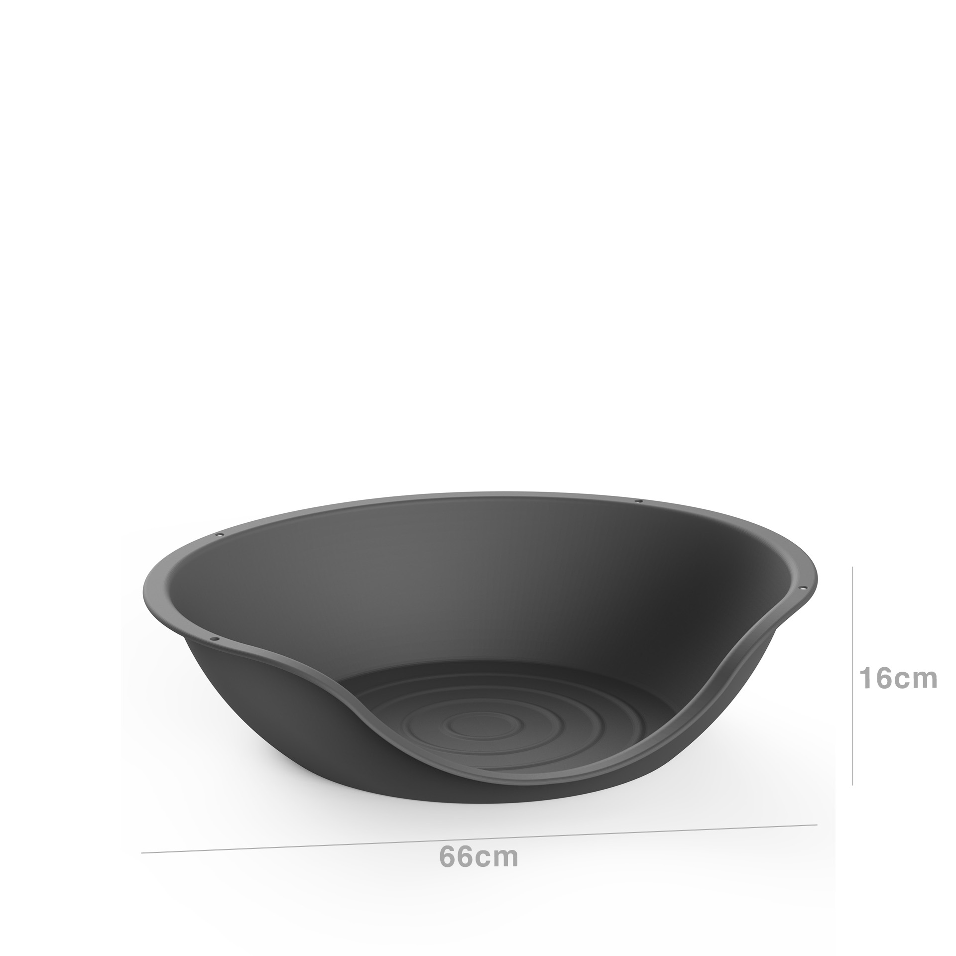 Cama Pet Plástico Oval Antracite 66X53X16cm