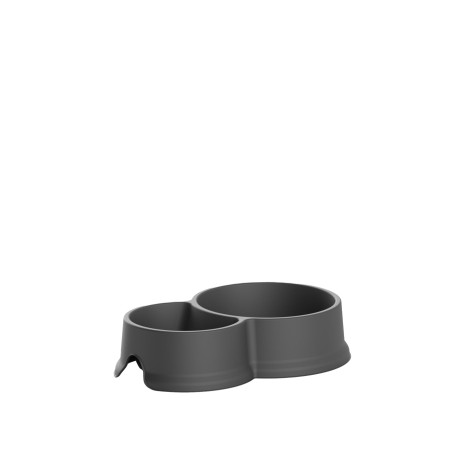 Comedouro Duplo Plástico Redondo Antracite 300+650ml 26X17X6cm - Image product