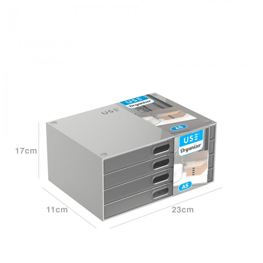 Caixa Organizadora 4 Gavetas Transparentes Pastel A5 23X11X17cm Caixa Organizadora 4 Gavetas Transparentes Pastel A5 23X11X17cm