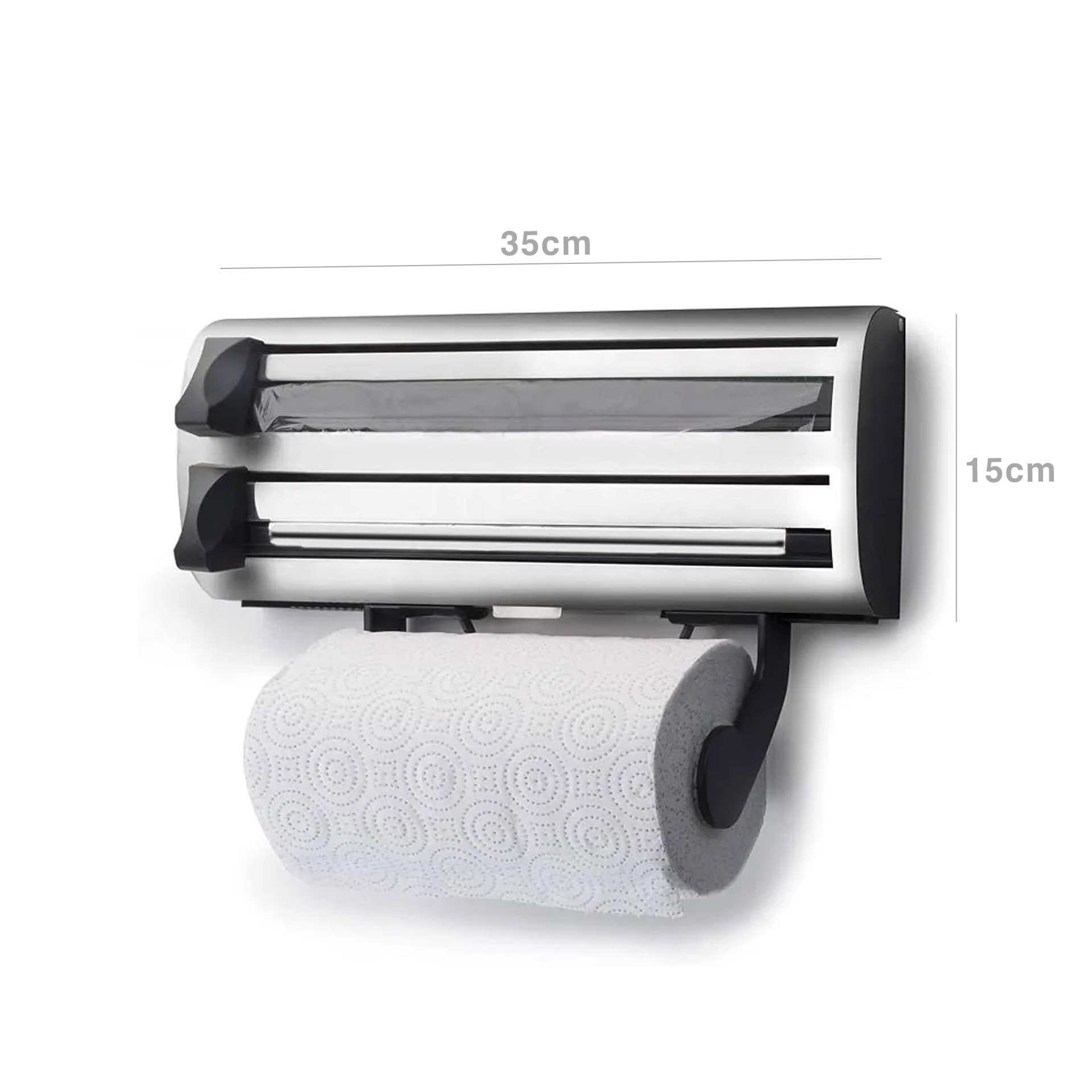 Dispensador Inox 3 em 1 Filme / Papel 35X15X7cm