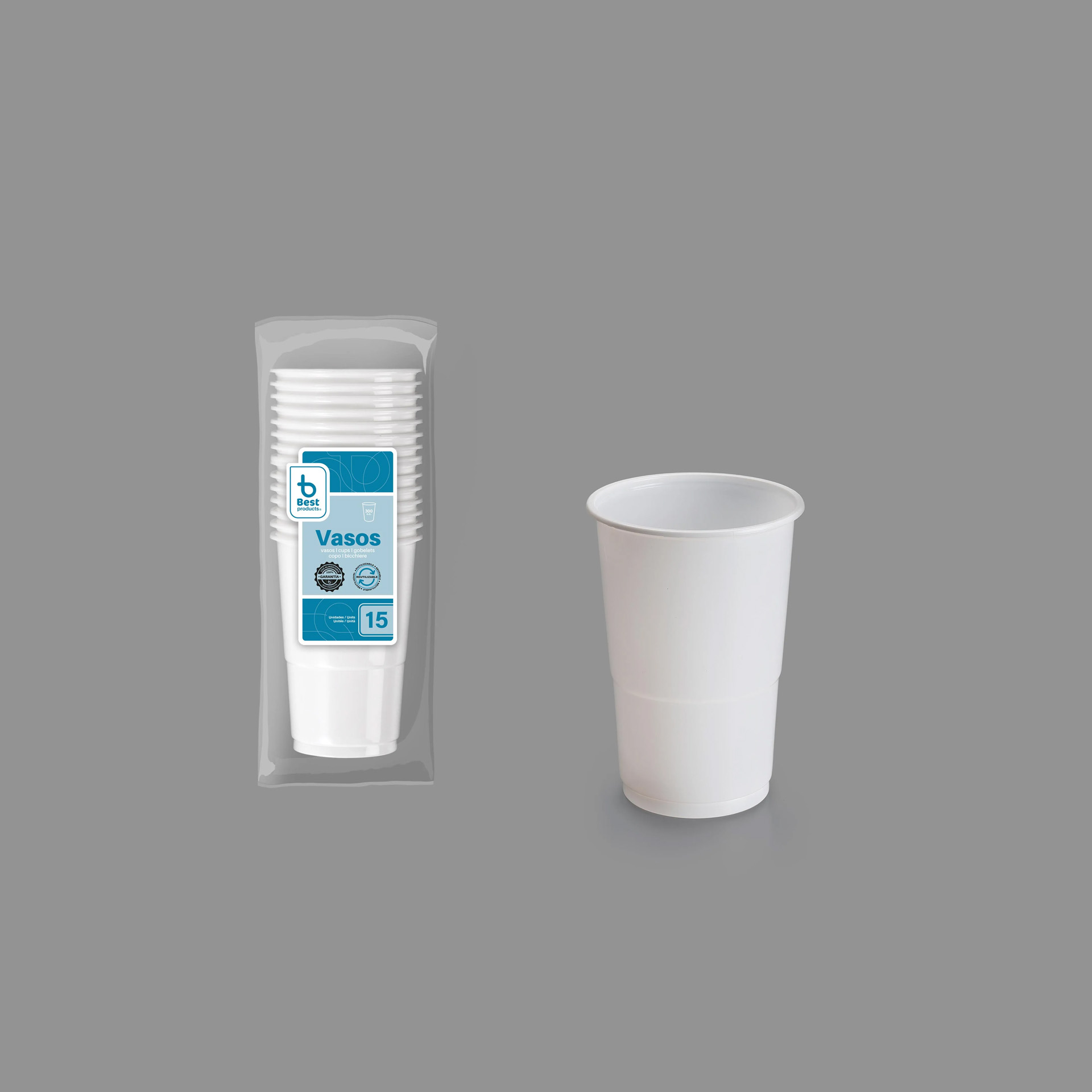 Copo Plástico Branco 300ml Pack 15