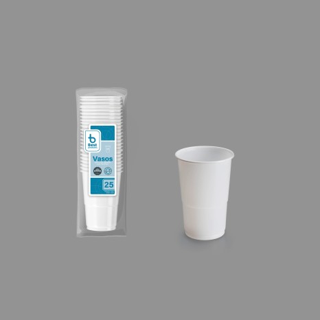 Copo Pl�stico Reutiliz�vel Branco 250ml Pack 25 - Image product
