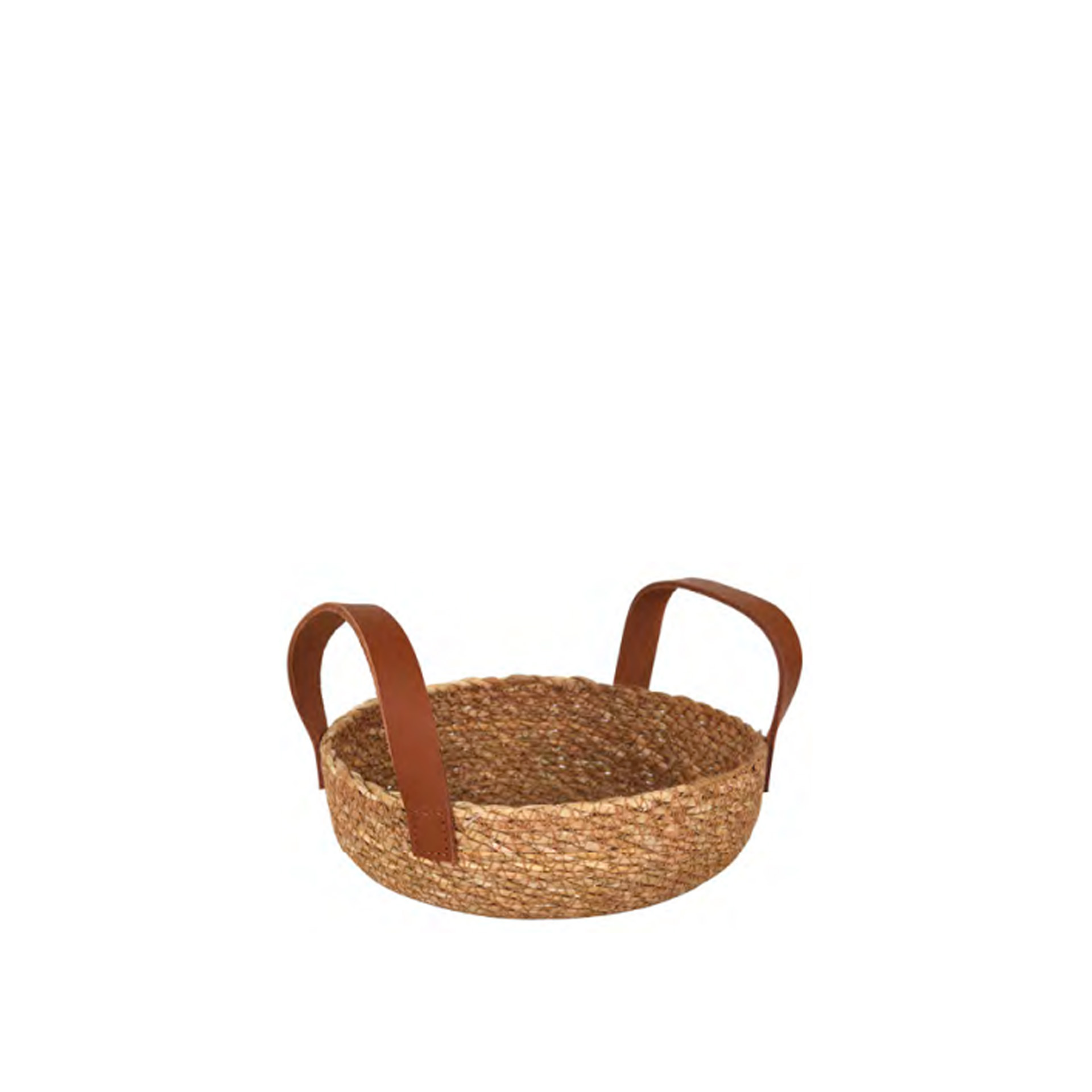 Cesto Vime Seagrass com Asas Pele Castanho 15X5cm