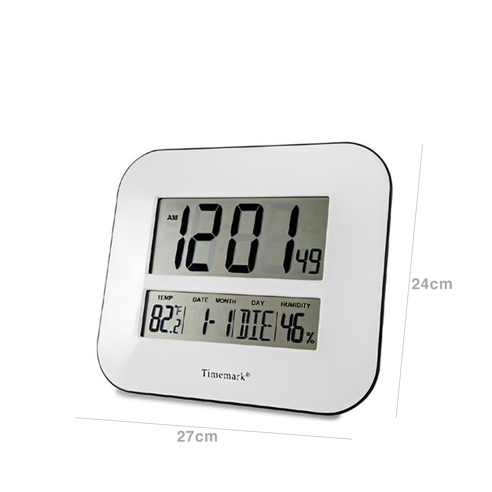 Relógio Parede Timemark Tátil Vidro Branco 27X24X2Cm