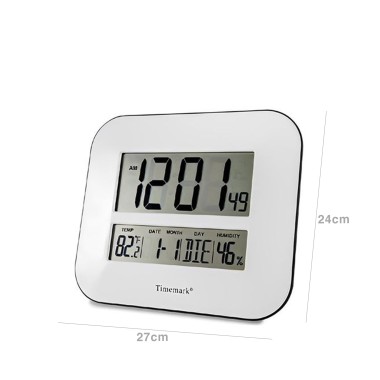 Relógio Parede Timemark Tátil Vidro Branco 27X24X2Cm