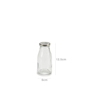 Garrafa Vidro Tampa Prata 250ml 6X12.5X6cm