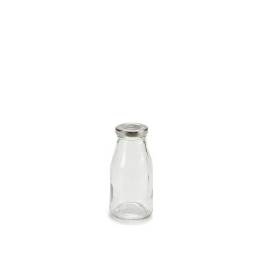 Garrafa Vidro Tampa Prata 250ml 6X12.5X6cm
