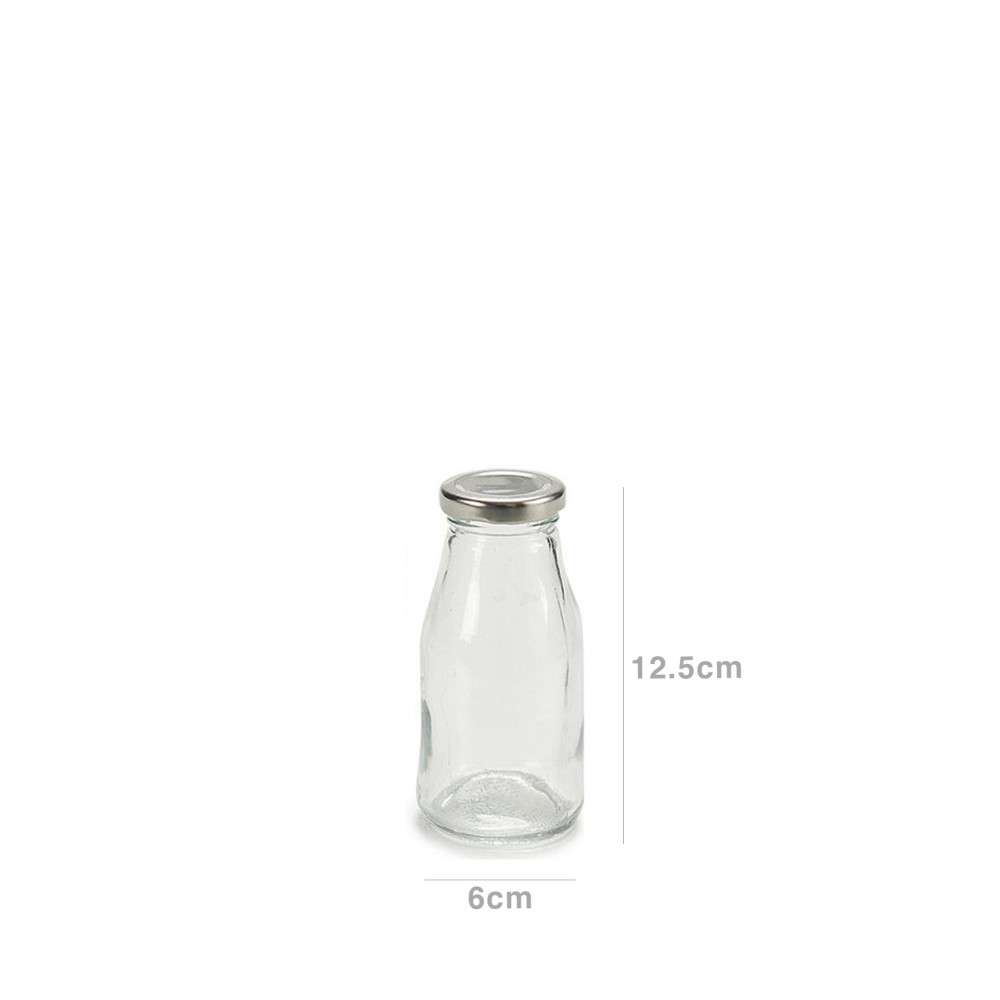 Garrafa Vidro Tampa Prata 250ml 6X12.5X6cm