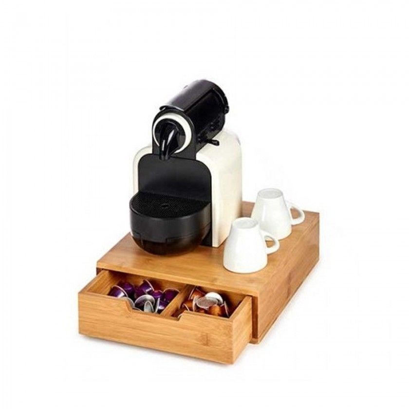 Porta Cápsulas Café Bambu 30X30X10cm Porta Cápsulas Café Bambu 30X30X10cm