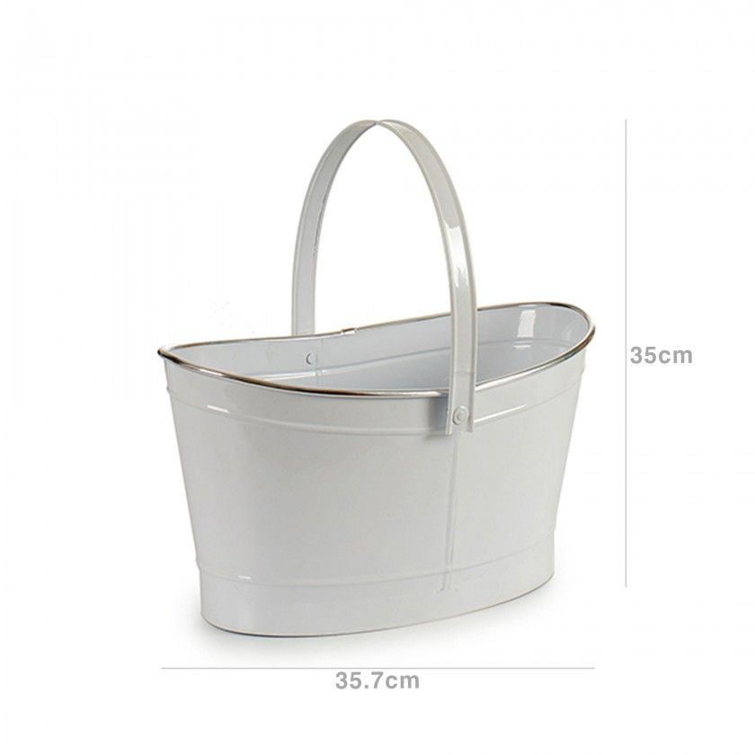 Cesto Metal Fio Prata Oval 4000ml 35.7X21.5X35cm