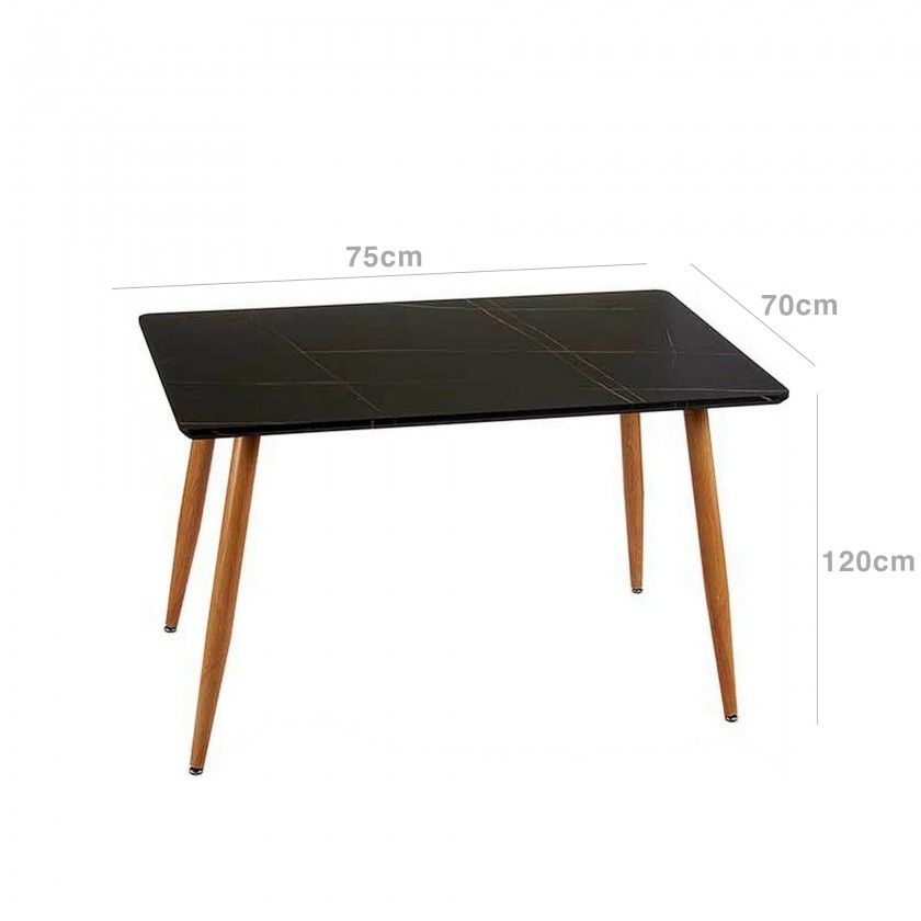 Mesa Efeito Mármore Preto 75X70X120cm Mesa Efeito Mármore Preto 75X70X120cm