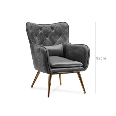 Poltrona Veludo Cinza 70X68X92cm