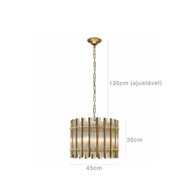Candeeiro Teto Chloe Dourado 45X35X120cm