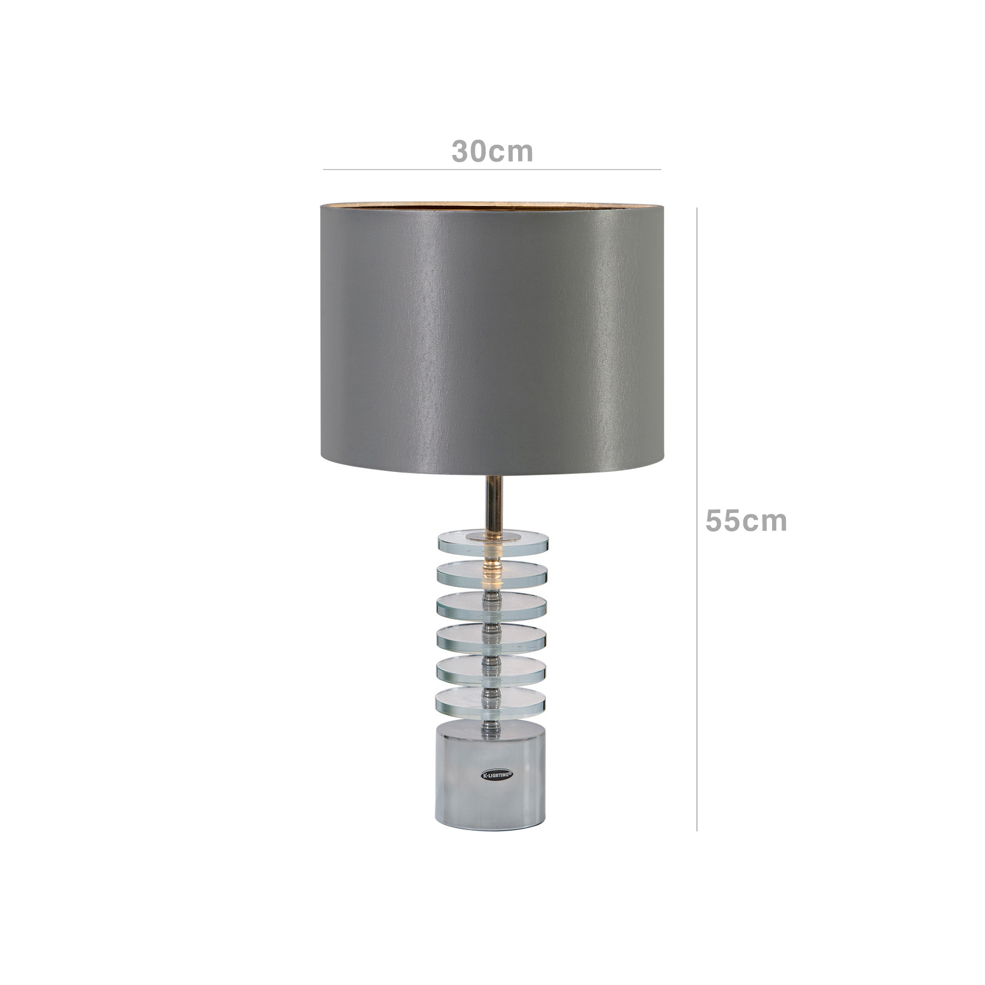 Candeeiro Mesa com Abatjour Metis Prateado 30X55cm