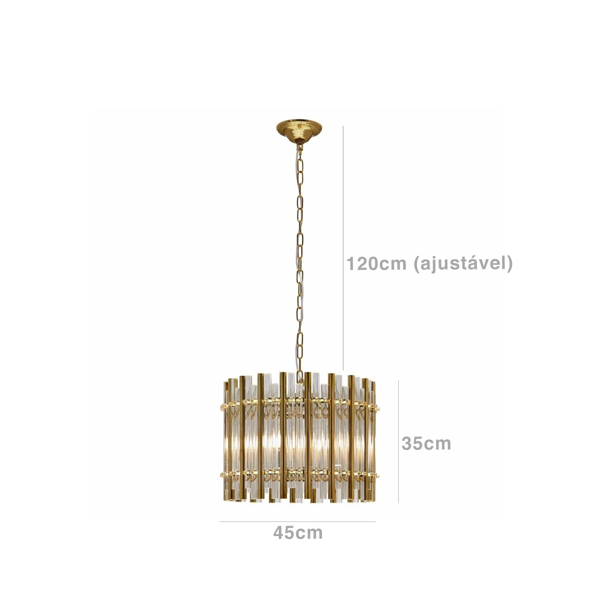 Candeeiro Teto Chloe Dourado 45X35X120cm