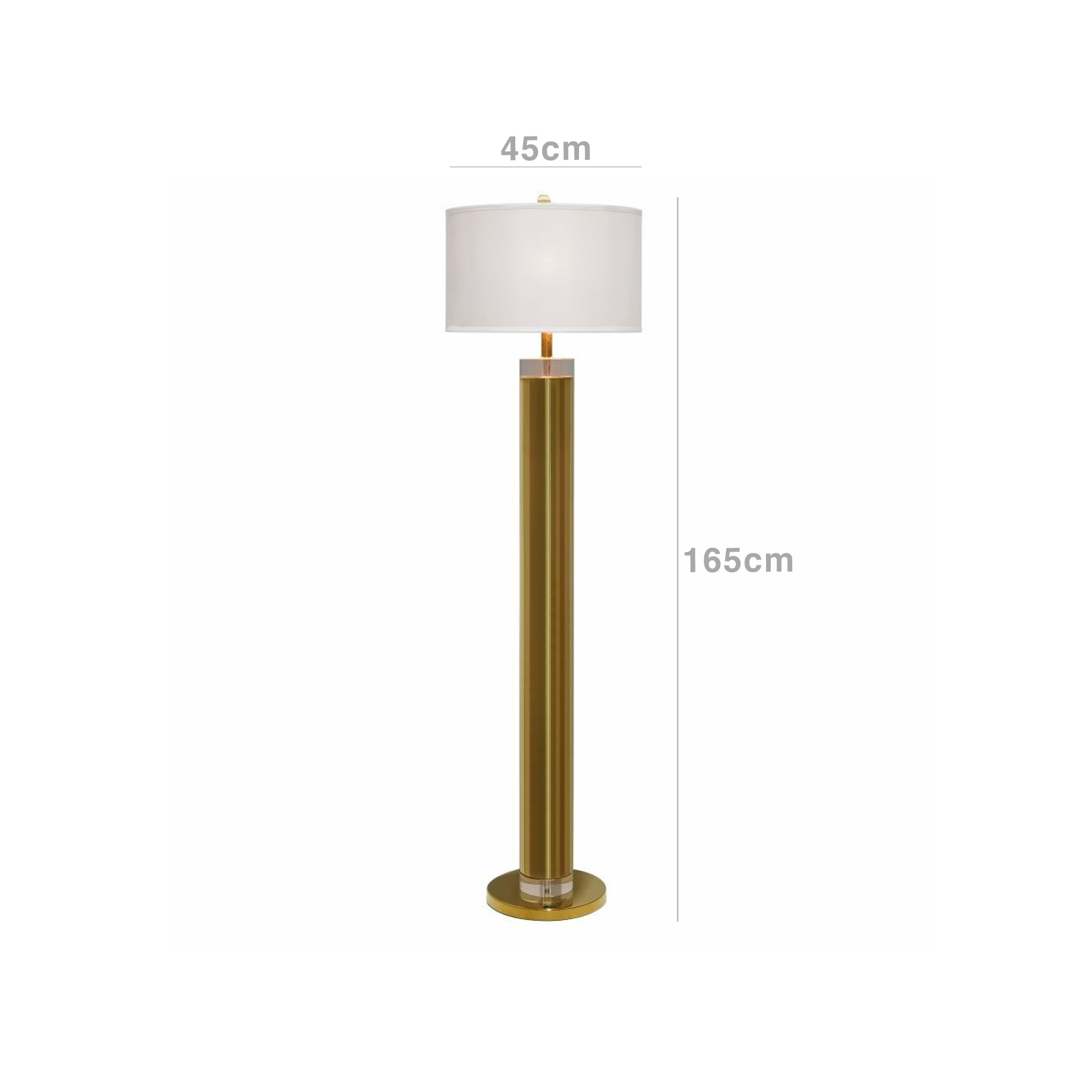 Candeeiro Chão com Abatjour Metanira Dourado 45X165cm