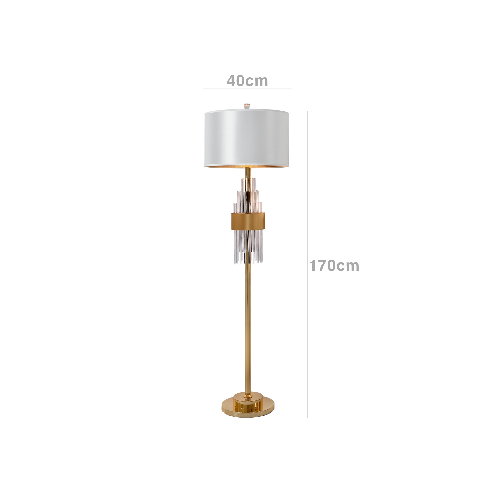 Candeeiro Chão com Abatjour Oriente Dourado 40X170cm