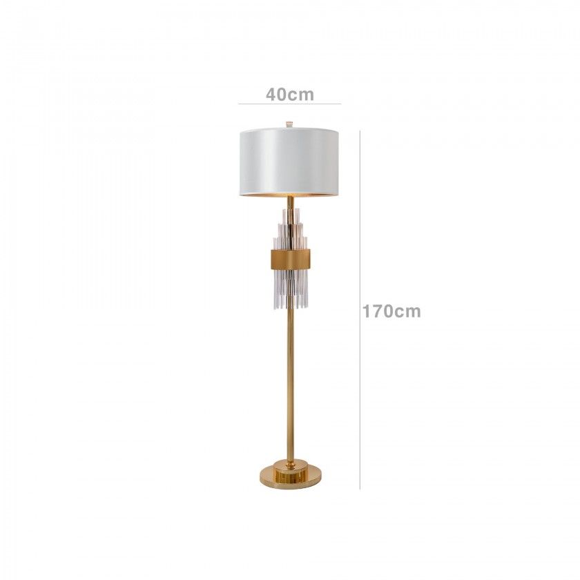 Candeeiro Chão com Abatjour Oriente Dourado 40X170cm Candeeiro Chão com Abatjour Oriente Dourado 40X170cm