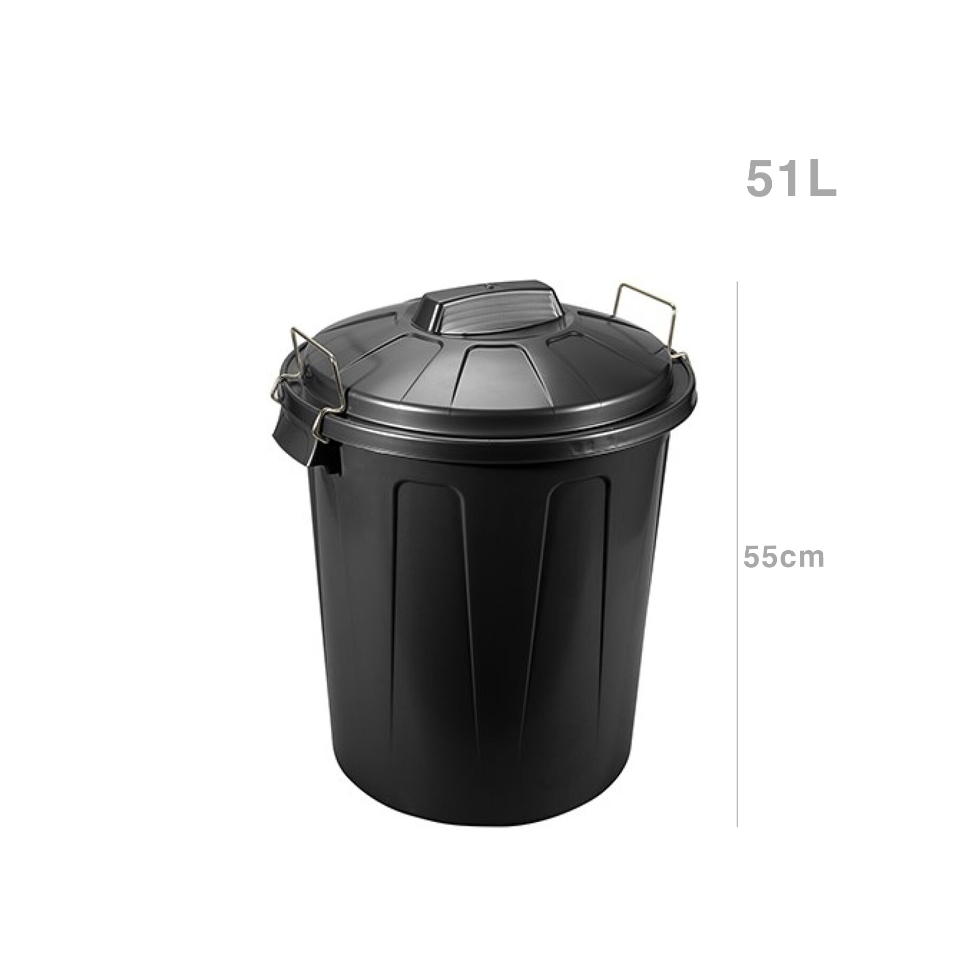 Balde Lixo Plástico com Asa Metal Preto 51l 55X46X44cm