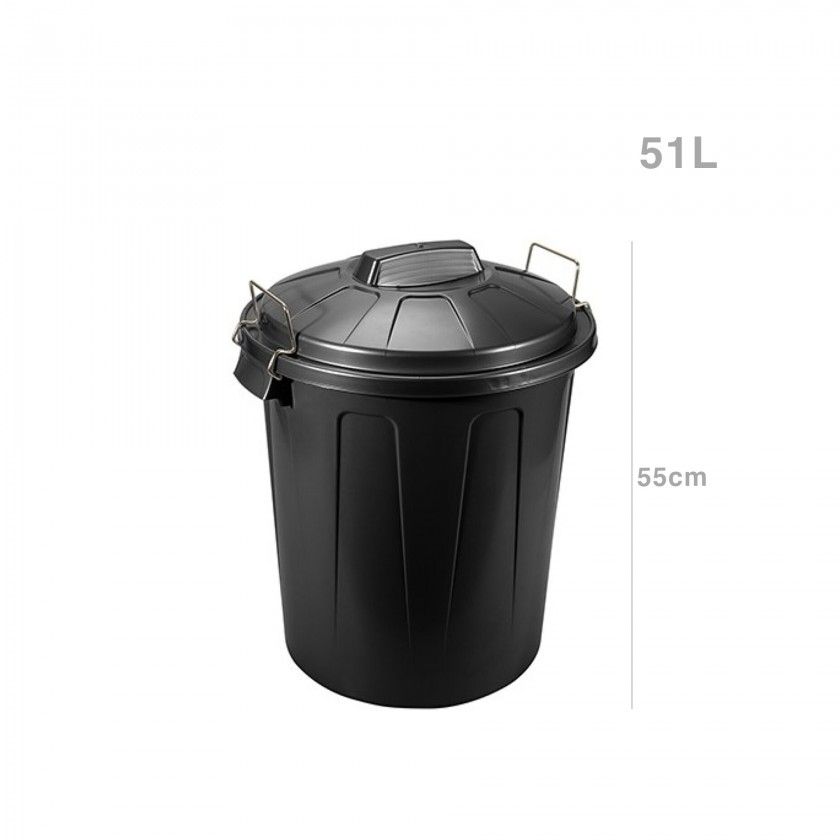 Balde Lixo Plástico com Asa Metal Preto 51l 55X46X44cm Balde Lixo Plástico com Asa Metal Preto 51l 55X46X44cm