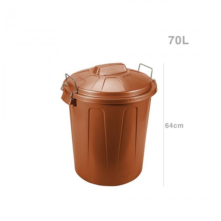 Balde Lixo com Asa Plástico 70l 64X50X47cm Castanho Balde Lixo com Asa Plástico 70l 64X50X47cm Castanho