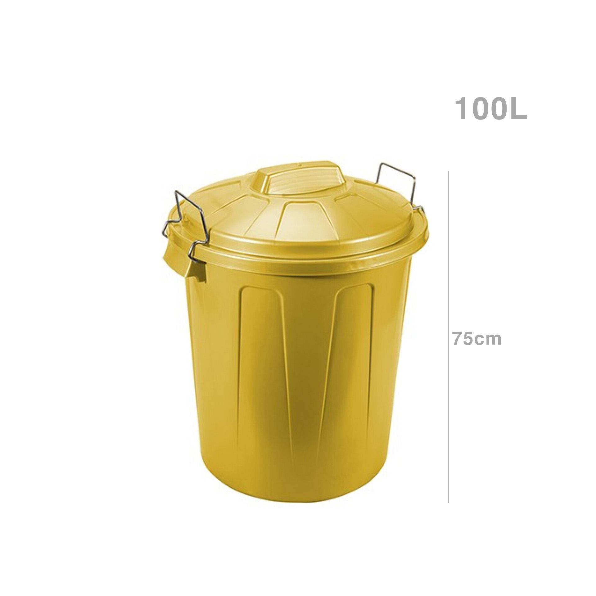 Balde Lixo com Asa Plástico 100l 75X54X50cm Amarelo