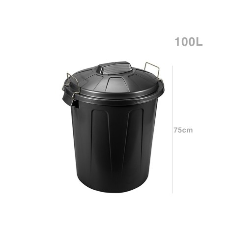 Balde Lixo com Asa Plástico 100l 75X54X50cm Preto - Image product