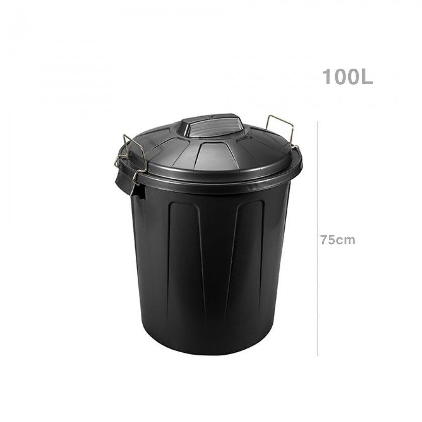 Balde Lixo com Asa Plstico 100l  75X54X50cm Preto