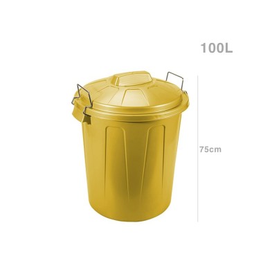 Balde Lixo com Asa Plástico 100l 75X54X50cm Amarelo