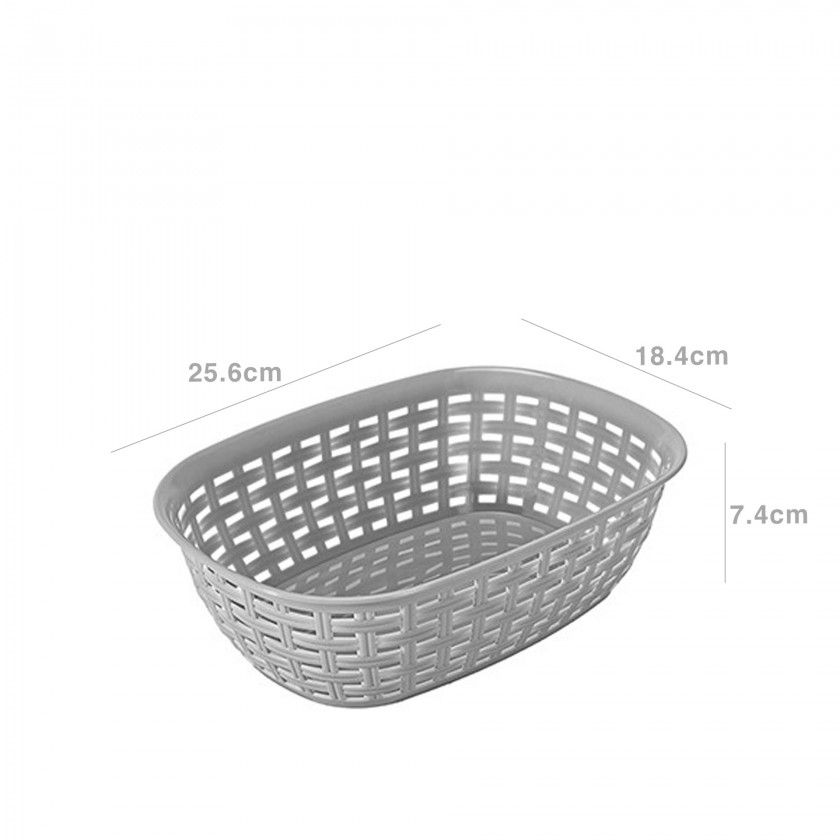 Cesto Multiusos Plástico Rattan Oval Cinzento 2000ml 18.4X25.6X7.4cm Cesto Multiusos Plástico Rattan Oval Cinzento 2000ml 18.4X25.6X7.4cm