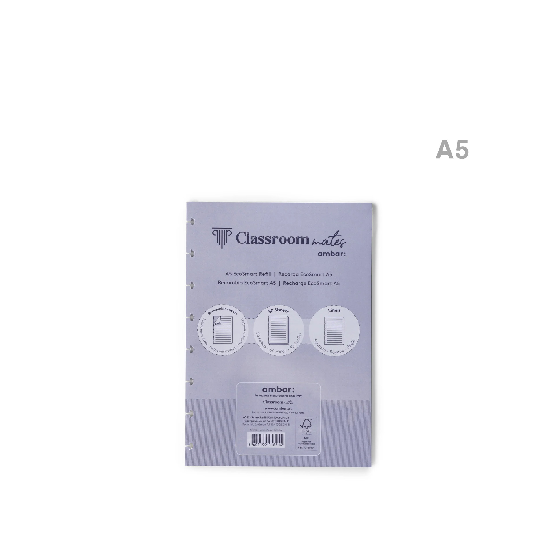 Recarga Caderno Inteligente Ecosmart Pautado A5 50F 100gr