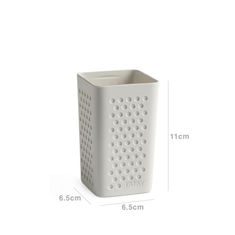Copo Porta Escovas Bohol Quadrado Branco 6.5X6.5X11cm - Image product