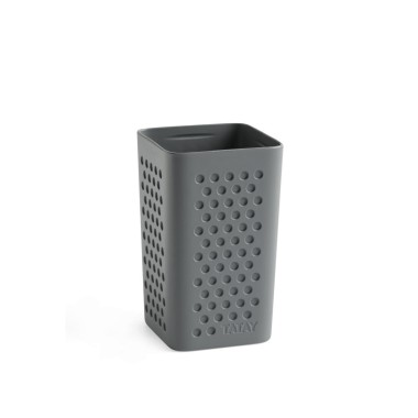 Copo Porta Escovas Bohol Quadrado Cinza 6.5X6.5X11cm