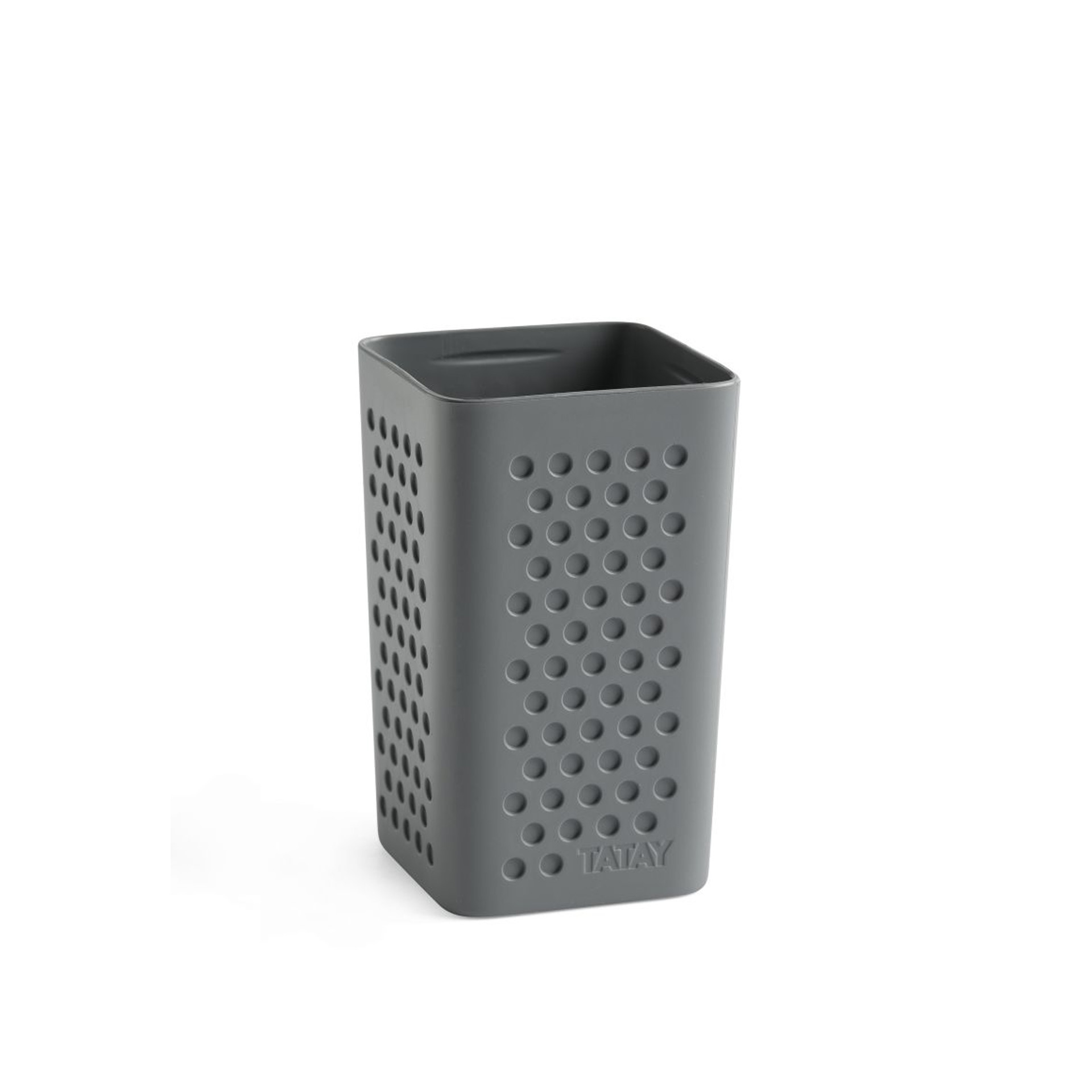 Copo Porta Escovas Bohol Quadrado Cinza 6.5X6.5X11cm