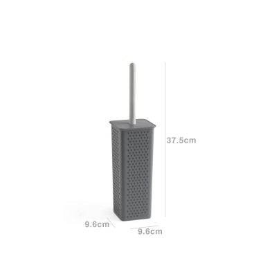 Escovilhão Wc Bohol Quadrado Cinza 9.6X9.6X37.5cm