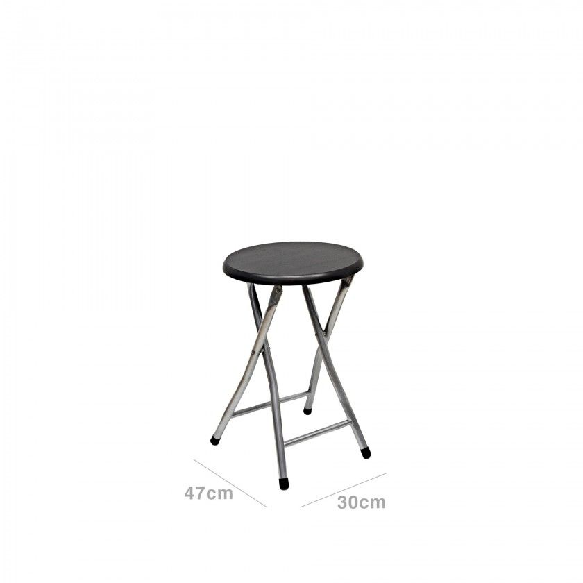 Banco Dobrável Redondo Castanho Claro 30X47cm Banco Dobrável Redondo Castanho Claro 30X47cm