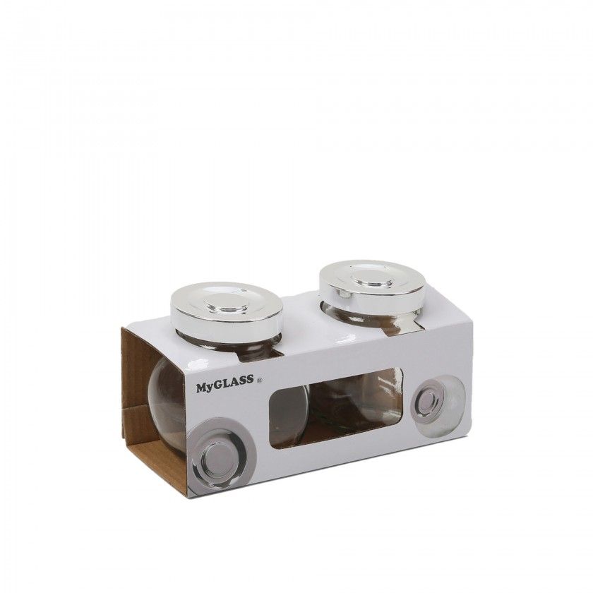 Frasco Hermético My Glass Tampa Prateada 0.064ml 8X8cm Pack 2 Frasco Hermético My Glass Tampa Prateada 0.064ml 8X8cm Pack 2