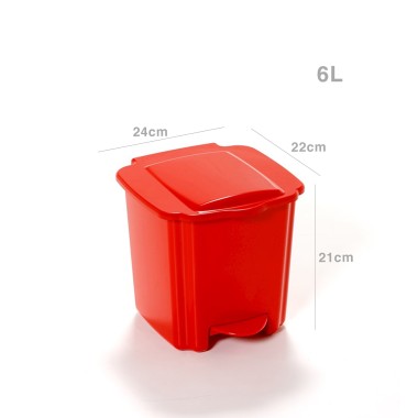 Balde Lixo Pl�stico New com Pedal Vermelho 6000ml 22X24X21cm